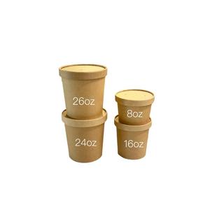 Bol seau à bouillie PE jetable écologique personnalisé pour restauration rapide conteneur à emporter couvercle en papier kraft assiettes en papier bols - Product Image 3