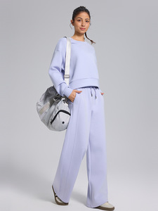 Pantalon de sport pour femme, uni, ample, décontracté, automne, yoga, gym, taille mi-haute, respirant, séchage rapide, entraînement, 100% polyester, vêtements de sport - Product Image 2