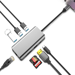 <span class=keywords><strong>Hub</strong></span> USB C Type-C 8 en 1, adaptateur HDTV 4K, <span class=keywords><strong>hub</strong></span> <span class=keywords><strong>Thunderbolt</strong></span> <span class=keywords><strong>3</strong></span> avec USB-<span class=keywords><strong>3</strong></span>.0, fente TF SD, PD LAN pour <span class=keywords><strong>MacBook</strong></span> <span class=keywords><strong>Pro</strong></span>/Air, USB C Type-C H - Product Image 1