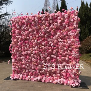 C-237 wedding supplier event party Wedding decoration Backdrop cloth back Pink Color artificial flower wall