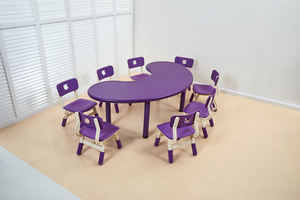 A forma di luna in plastica per bambini tavolo da studio scuola materna scuola materna scuola materna aula studio scrivania e sedia per neonati e bambini - Product Image 4