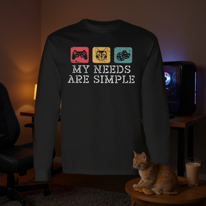 Cats Gaming And Cookies My Needs Are Simple Cat Gamer T-shirt à manches longues - Product Image 3