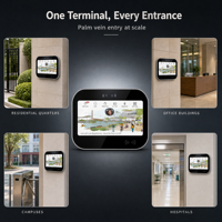 Terminal Interkom Video VF733 Palm Vein Face Palm Print Android 14 POE dengan Kontrol Akses Pintu dan Kontrol Lift