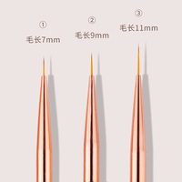 Pinceaux de précision professionnels TSZS 3 pièces en métal or rose avec capuchon pour nail art, stylo de dessin et peinture, outil de manucure DIY