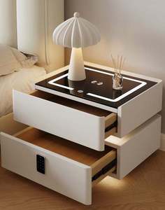 Mesita de noche inteligente con cerradura codificada inteligente flotante, base de mármol LED montada en la pared, mesita de noche de lujo, lámpara de mesa moderna - Product Image 6