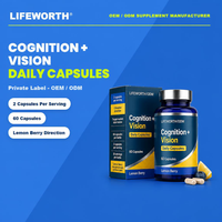 LIFEWORTH Capsules Cognition Vision Marque Privée Citicoline Lutéine Baies Cerveau et Yeux 60 Capsules OEM ODM