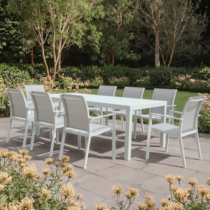 Wholesale Aluminum Traditional Design Hotel Use Garden <b>Patio</b> Outdoor Dining Table Chair Set 9-Piece Rectangle Dinner Table - Product Image 5