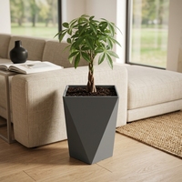 Pot de fleurs carré haut en plastique PP, motif géométrique nordique, grand pot de fleurs pour jardin et décoration intérieure