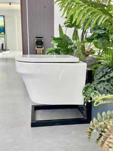 Haute qualité blanc crème moderne allongé sans monture <span class=keywords><strong>suspendu</strong></span> monobloc mural dissimulé réservoir toilette double <span class=keywords><strong>chasse</strong></span> p-trap - Product Image 5