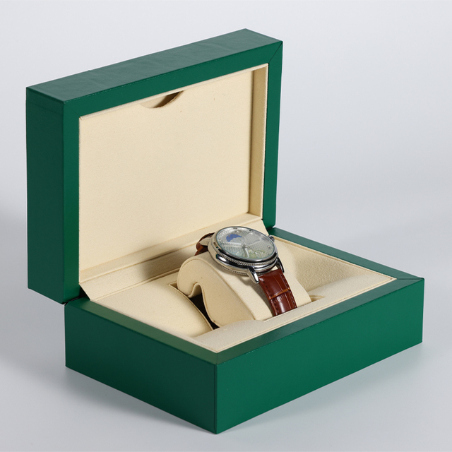 Factory Drop Shipping in Stock Green Watch Storage Cases Luxury Brand Wooden Single Watch Packaging Gift Boxes for Watches