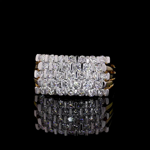 Bague en treillis doré-14K/18K or jaune, diamant de laboratoire, bague, panier moderne-tissage, femme - Product Image 1