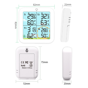 Nhà ba kênh Trạm thời tiết Nhiệt kế ẩm kế với đèn nền báo động <span class=keywords><strong>LCD</strong></span> hiển thị pin Powered ABS nhựa - Product Image 3