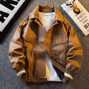 Veste en cuir PU vintage 2025 pour homme, veste de travail tendance et cool pour le printemps et l'automne |   Couleur et style personnalisables - Product Image 4