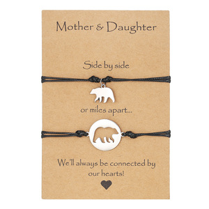 Conjunto de Pulseras Madre e Hija con Dije de Elefante, Cordón Negro, Joyería de Regalo para Mujeres y Niñas - Product Image 5
