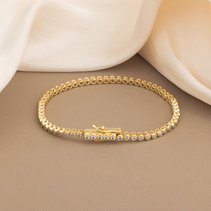 14K 18K altın kaplama bakır kadınlar için klasik elmas çerçeve tenis bilekliği özelleştirmek - Product Image 2