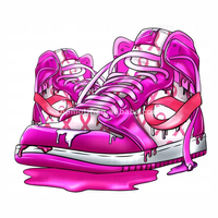 Sensibilisation au cancer du sein baskets ruban rose transfert de chaleur impression autocollants Applique pour sacs sweat vêtement oreillers
