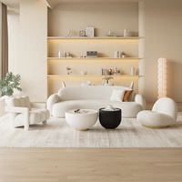 GEDO Canapé sectionnel simple et moderne en tissu crème pour réception et petit appartement Mobilier de salon