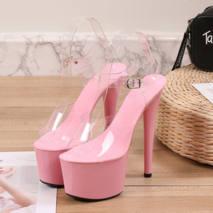 Nightclub Super tacchi alti <span class=keywords><strong>17</strong></span> cm <span class=keywords><strong>tacco</strong></span> sottile piattaforma trasparente sandali da festa per le donne - Product Image 2