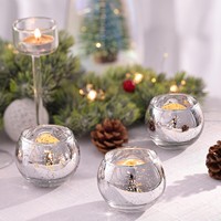 Pot à bougie en verre rond pour la décoration de Noël, support de bougie sphérique minimaliste, haute transparence, sans plomb, sans PFAS