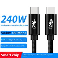 Cable de Datos Tipo-C a Tipo-C de 240W PD 3.1 con E-Marker, Aleación de Aluminio Trenzada, 2M, Carga Rápida para Computadora, Auriculares, iPhone 15, MacBook