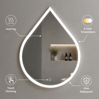 Miroir de Maquillage Intelligent Mural LED, Anti-Buée avec Interrupteur Tactile, Grossissement 3X, IP44 pour Salon et Maison