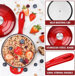 Olla Esmaltada con Tapa de 1 Cuarto de Galón, Mini Olla Holandesa para Cocinar y Hervir, Saludable, No Tóxica, Apta para Inducción y Horno, Roja - Product Image 4