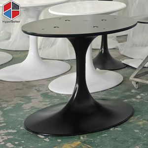 Dessus <span class=keywords><strong>de</strong></span> <span class=keywords><strong>table</strong></span> en <span class=keywords><strong>bois</strong></span> <span class=keywords><strong>massif</strong></span> <span class=keywords><strong>Pied</strong></span> tulipe noir brillant <span class=keywords><strong>Table</strong></span> à manger tulipe ovale 48x84" - Product Image 4