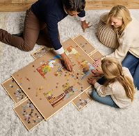 Planche à puzzles rotative en bois (convient aux puzzles jusqu'à 35 x 26) avec 6 tiroirs de rangement