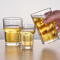 Verre à bière Collins octogonal transparent de style européen pour bar/KTV, avec couvercle, épaissi, pour thé aux fruits, boissons froides, jus