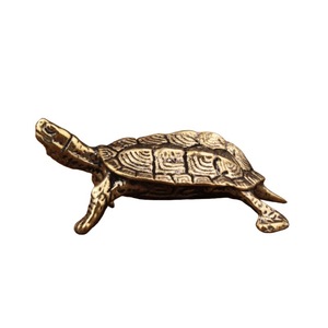 Figurine de tortue en laiton, petite décoration de table, style traditionnel, sculpture animale, modèle d'ornement d'intérieur - Product Image 5