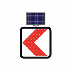 Señal de Tráfico Reflectante de Acero Metálico de 60 x 60 cm con Flecha para Señalización de Curvas Peligrosas, Alimentada por Energía Solar, para Uso en Carreteras - Product Image 2
