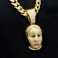 Colliers pendentifs tête de personnage Hip Hop, chaîne en corde glacée, alliage, pour hommes et femmes, personnage de rappeur, rock, bijoux bling