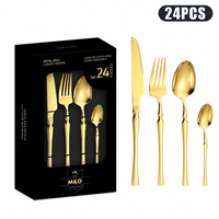 Ensemble de couverts de luxe en acier inoxydable poli miroir avec boîte cadeau pour mariage et hôtel