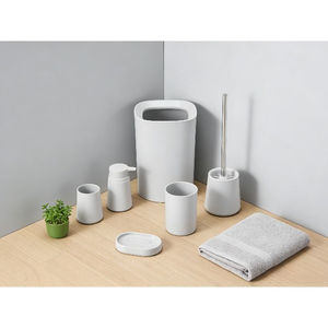 Ensemble de 5 accessoires de salle de bain de conception moderne, écologiques, en plastique poli, de forme ovale/linéaire, accessoires de salle de bain, quincaillerie pour la maison - Product Image 3