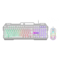 Ensemble clavier et souris de jeu filaire USB T450, clavier mécanique rétroéclairé LED, design ergonomique, 1200 DPI, cadre métallique, 104 touches multimédias