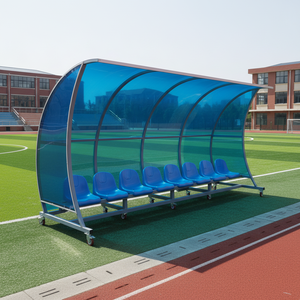 Abri portable pour équipe de football à 8 places avec cadre incurvé ACT, banc mobile pour joueurs de football avec sièges à godets NPY-ZKBB-8 - Product Image 1