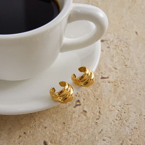 Châu Âu Mỹ Sang Trọng Cao-End 18K Vàng Thép Không Gỉ Tai Đồ Trang Sức Hợp Thời Trang Vàng Tai Clip Tai Móc Cho Cross-Biên Giới Sử Dụng - Product Image 5