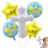 Ballons en aluminium en forme de colombe de la paix et de croix, ballons oiseaux pour baptême, communion, Pâques, décoration de fête religieuse