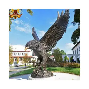 Ngoài Trời Trang Trí Sân Vườn Cuộc Sống Kích Thước Thủ Công Kim Loại Bronze Động Vật Bay Eagle Tượng Brass Eagle Điêu Khắc