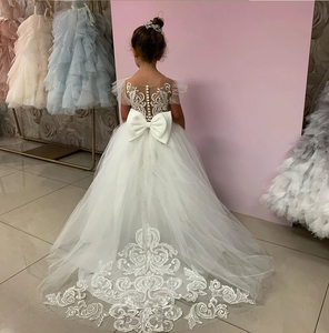 <span class=keywords><strong>Abito</strong></span> da sposa <span class=keywords><strong>bianco</strong></span> Puffy pizzo per bambini vendita calda principessa abiti da ragazza fiore - Product Image 5