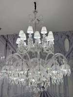 Hall d'hôtel salon restaurant lumière luxe moderne grand lustre en cristal européen lustre en cristal suspension