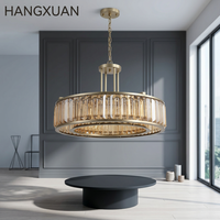 Lustre en cristal en acier Maurier de style nordique américain moderne, hauteur réglable, finition nickel/noir/laiton, garantie 5 ans, éclairage