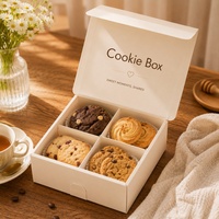Boîte à biscuits pliable en carton pour pâtisserie, avec logo personnalisé, vente en gros, pour brownies et biscuits