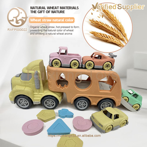 Camion porteur de jouets unisexe pour bambins <span class=keywords><strong>remorque</strong></span> acousto-optique <span class=keywords><strong>avec</strong></span> rangement petites voitures camion de paille de blé jouet <span class=keywords><strong>jeu</strong></span> d'association - Product Image 2