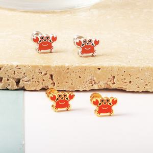 Pendientes de Moda para Mujer 2022, Acero Inoxidable, Chapado en Oro de 18K, Cangrejos, Pingüinos, Delfines, Pendientes Bonitos para Niños - Product Image 4