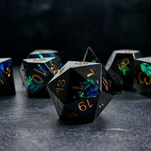 Ensemble de dés en résine personnalisés avec logo, faits à la main, gris, pailletés, avec poudre de bonbons intégrée, RPG <span class=keywords><strong>Dungeons</strong></span> and Dragons - Product Image 3