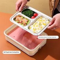 Boîte à lunch chauffante électrique en acier inoxydable, alimentée par USB/batterie, conteneur alimentaire portable multifonction pour le bureau, la voiture et les voyages