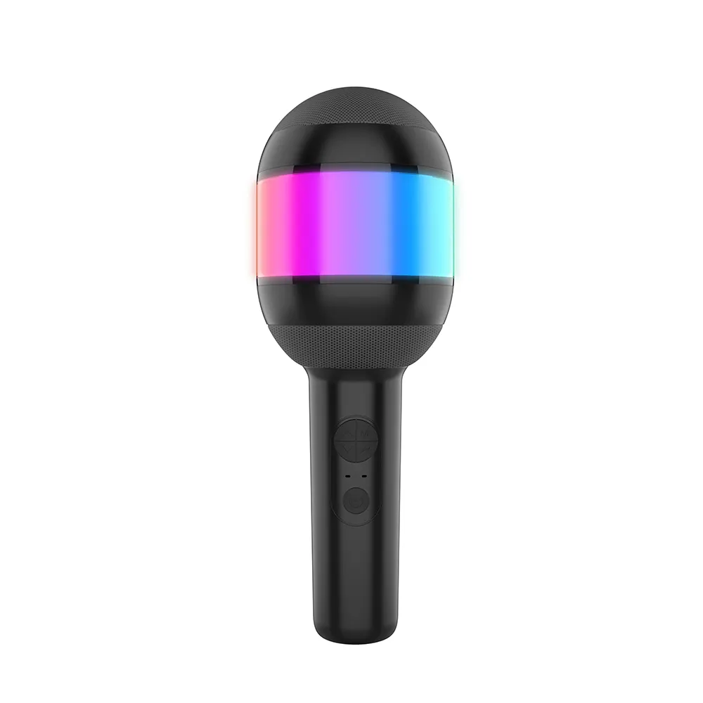 Vente directe d'usine Haut-parleur sans fil Microphone Lumières LED Micro haut-parleur RGB Haut-parleur de karaoké portable