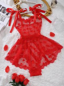 Nuevo diseño, ropa interior <span class=keywords><strong>de</strong></span> encaje transparente rojo para el Día <span class=keywords><strong>de</strong></span> San Valentín, pijama con estampado en forma <span class=keywords><strong>de</strong></span> corazón, ropa interior <span class=keywords><strong>Sexy</strong></span> <span class=keywords><strong>de</strong></span> alta elasticidad para mujer - Product Image 4