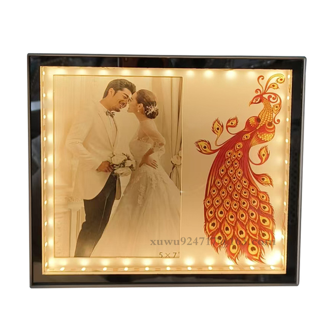 Wholesale  LED Table Lamp Photo Frame Colorful Lamp LED Photo Frame With Mirror Birthday Wedding Gift Customized Photo Frame
